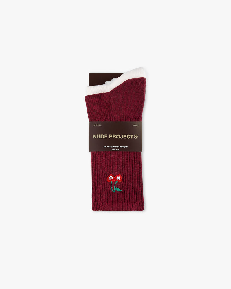 DREAMS SOCKS BURGUNDY/IVORY 2XPACK