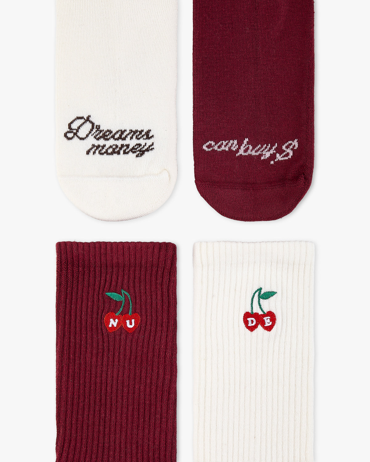 Dreams Socks Burgundy/Ivory 2Xpack
