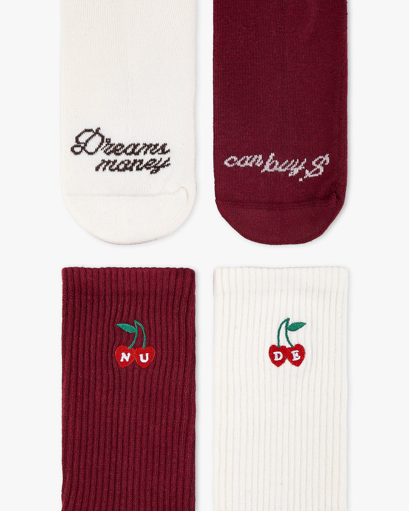 DREAMS SOCKS BURGUNDY/IVORY 2XPACK