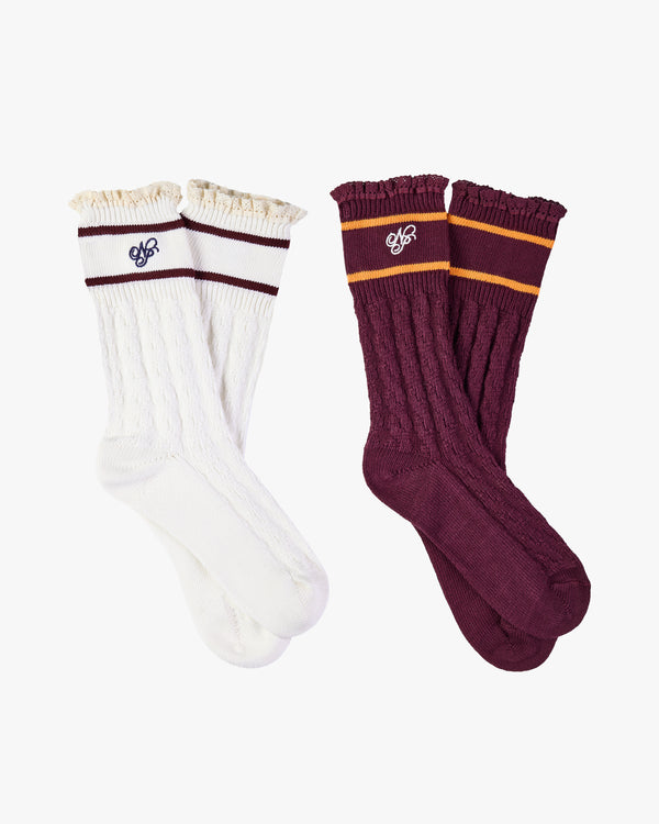 COQUETTE SOCKS BURGUNDY/IVORY