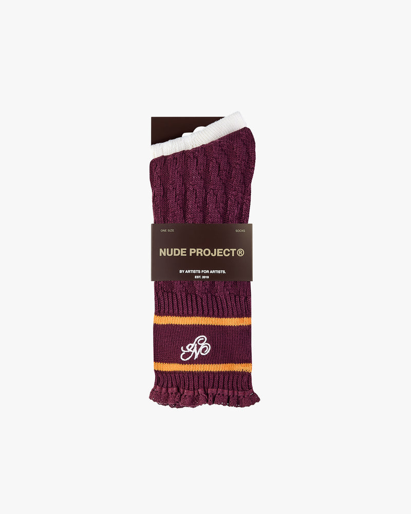 COQUETTE SOCKS BURGUNDY/IVORY 2XPACK