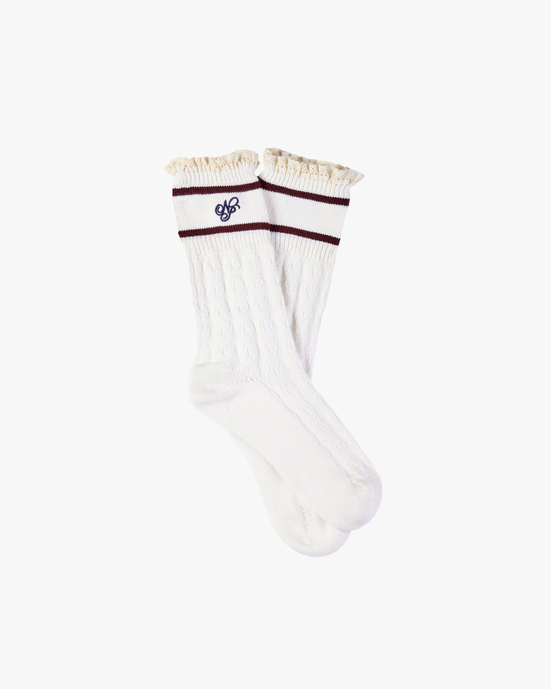 COQUETTE SOCKS BURGUNDY/IVORY