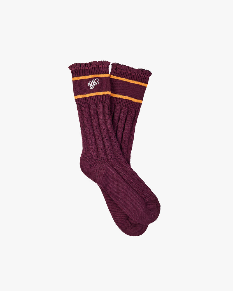 COQUETTE SOCKS BURGUNDY/IVORY 2XPACK