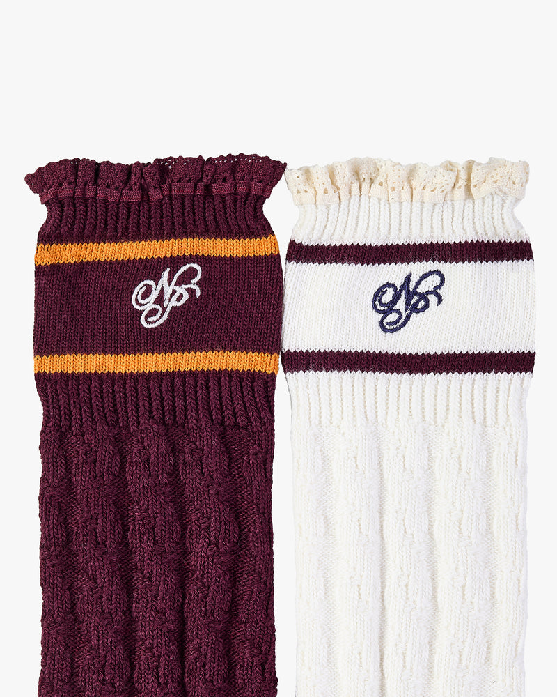 COQUETTE SOCKS BURGUNDY/IVORY 2XPACK