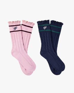 COQUETTE SOCKS PINK/NAVY 2XPACK