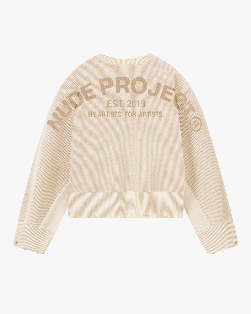 Perfect Cropped Knit Sweater Beige