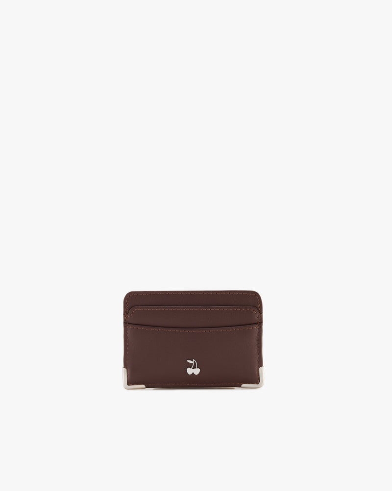 Flag Leather Cardholder Brown