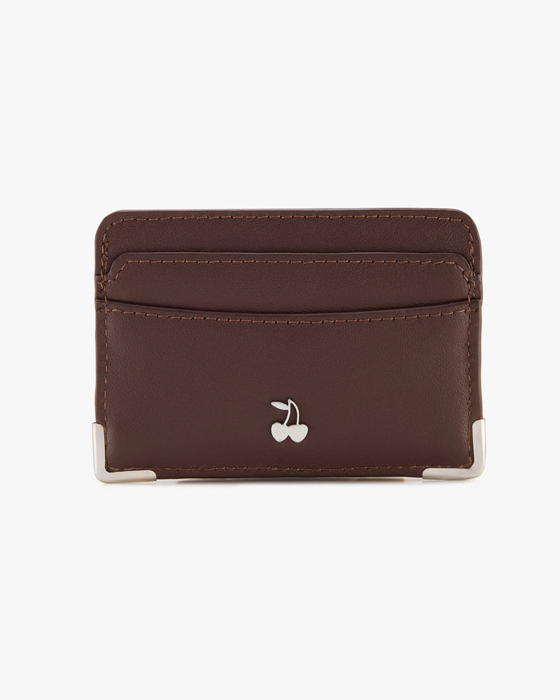 Flag Leather Cardholder Brown