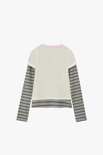 Striped Double Layer Long-Sleeve Tee