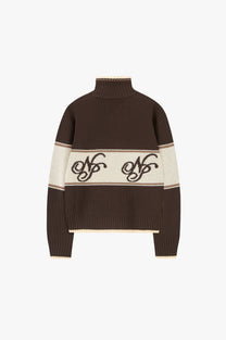 Voyage Knit Zip-Up Cardigan Brown