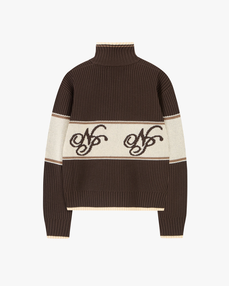 Voyage Zip-Up Knit Brown