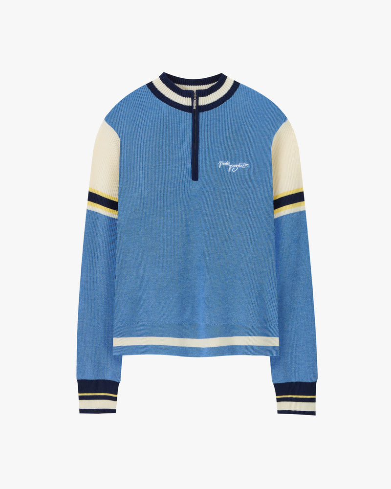 Senna Knit Quarter-Zip Blue