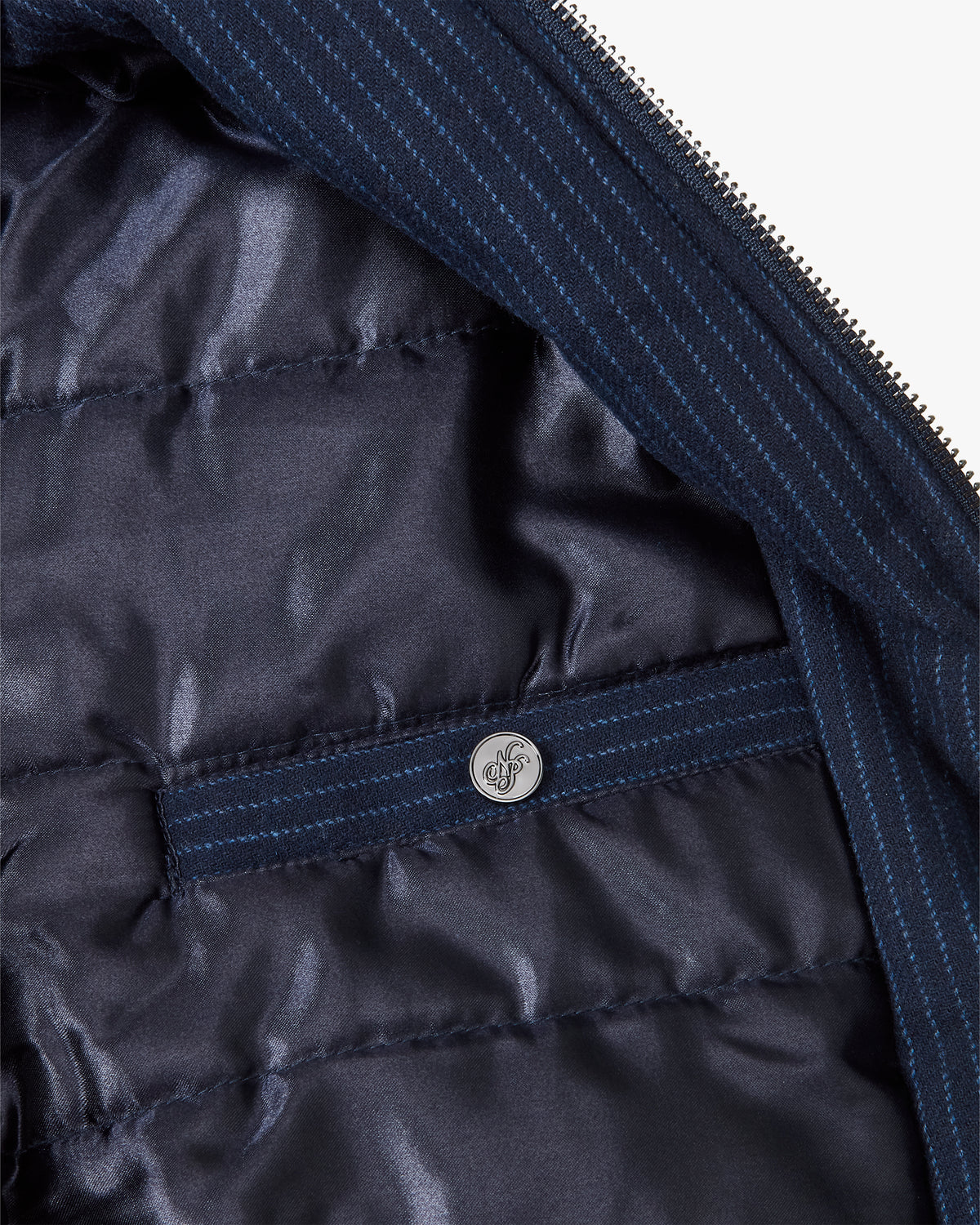Wool Zip-Up Bomber Jacket Navy