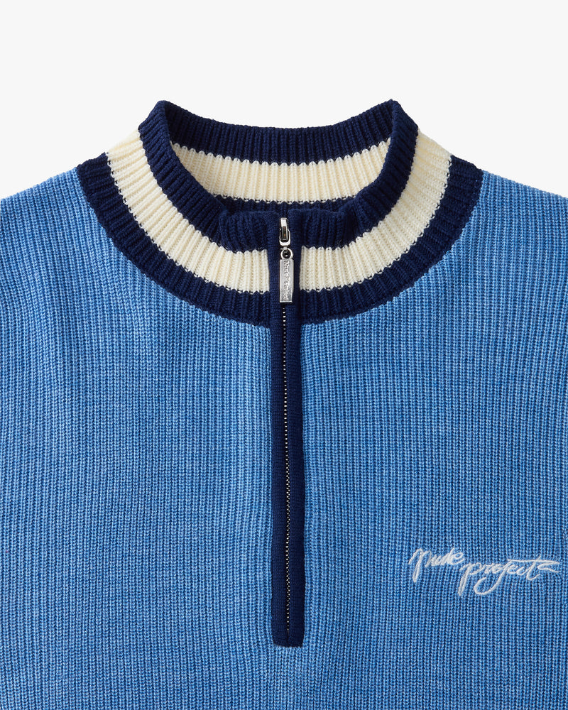 Senna Knit Quarter-Zip Blue