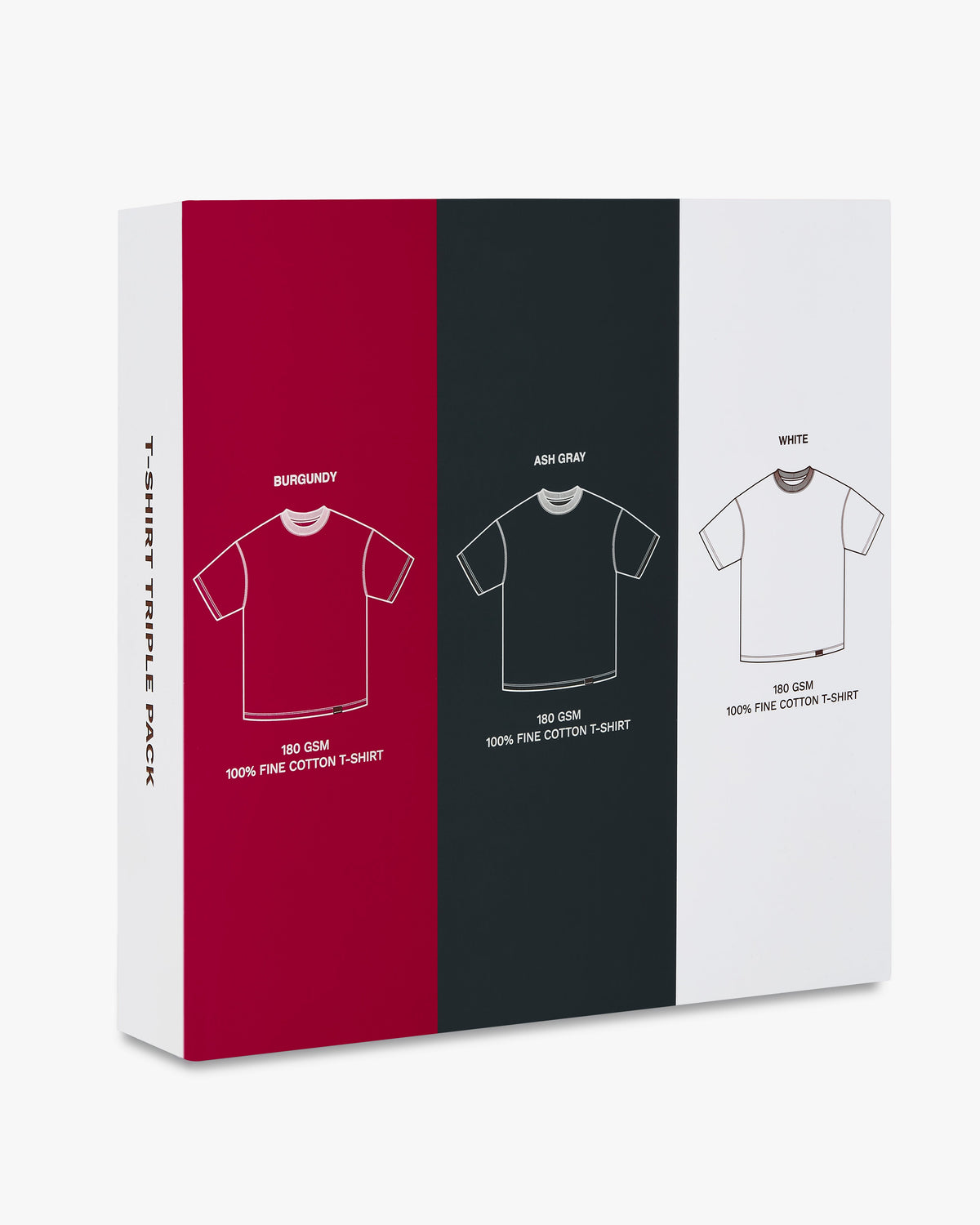 Basic Tee White/Ash/Burgundy 3Xpack