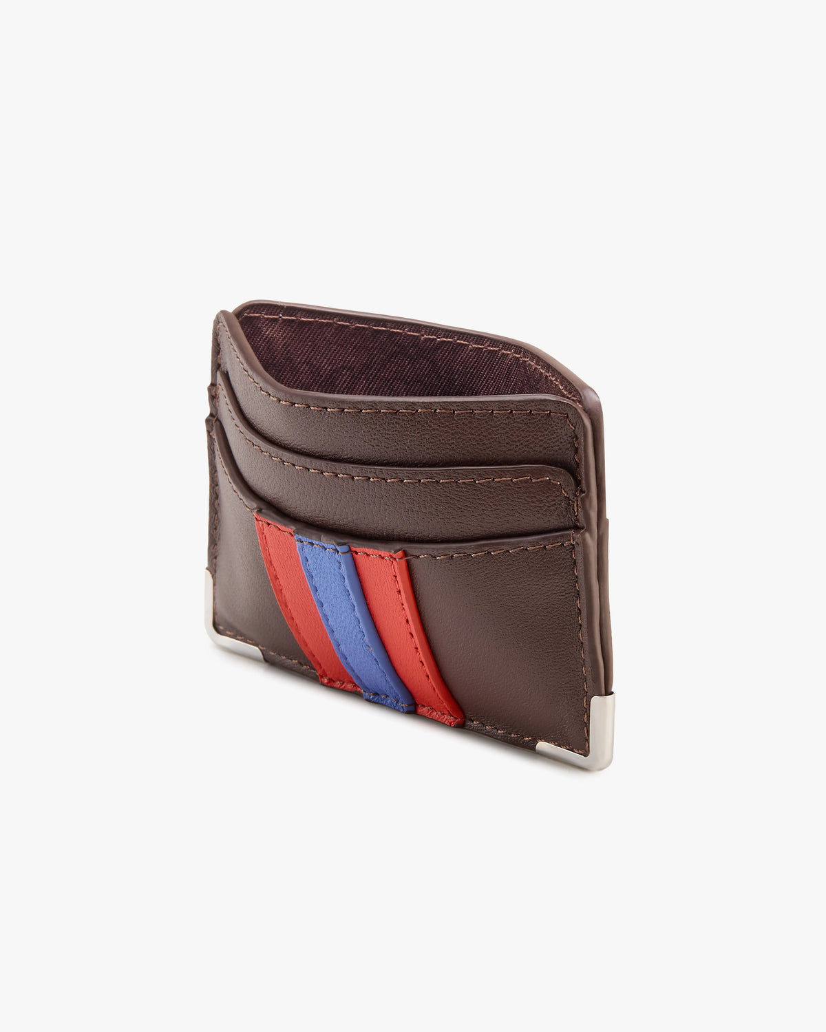 Flag Leather Cardholder Brown