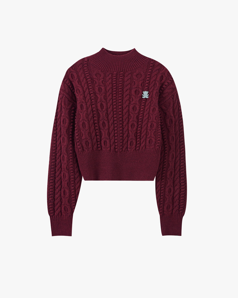 Osa Cable Knit Sweater Burgundy