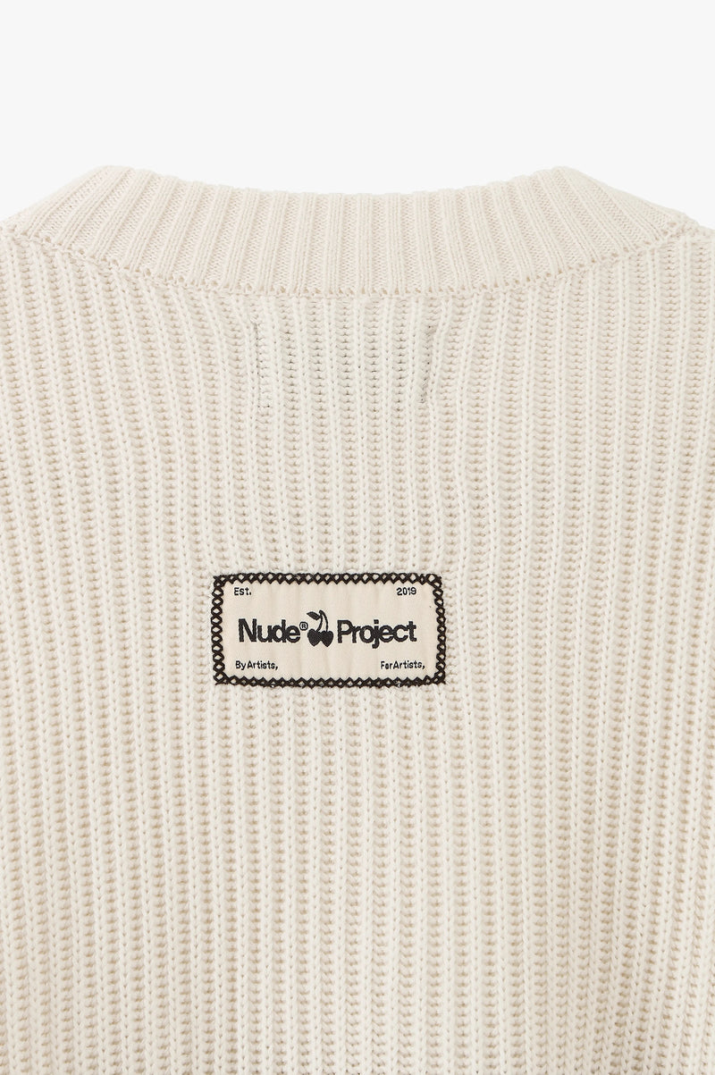 Wavy Knit Sweater Ivory