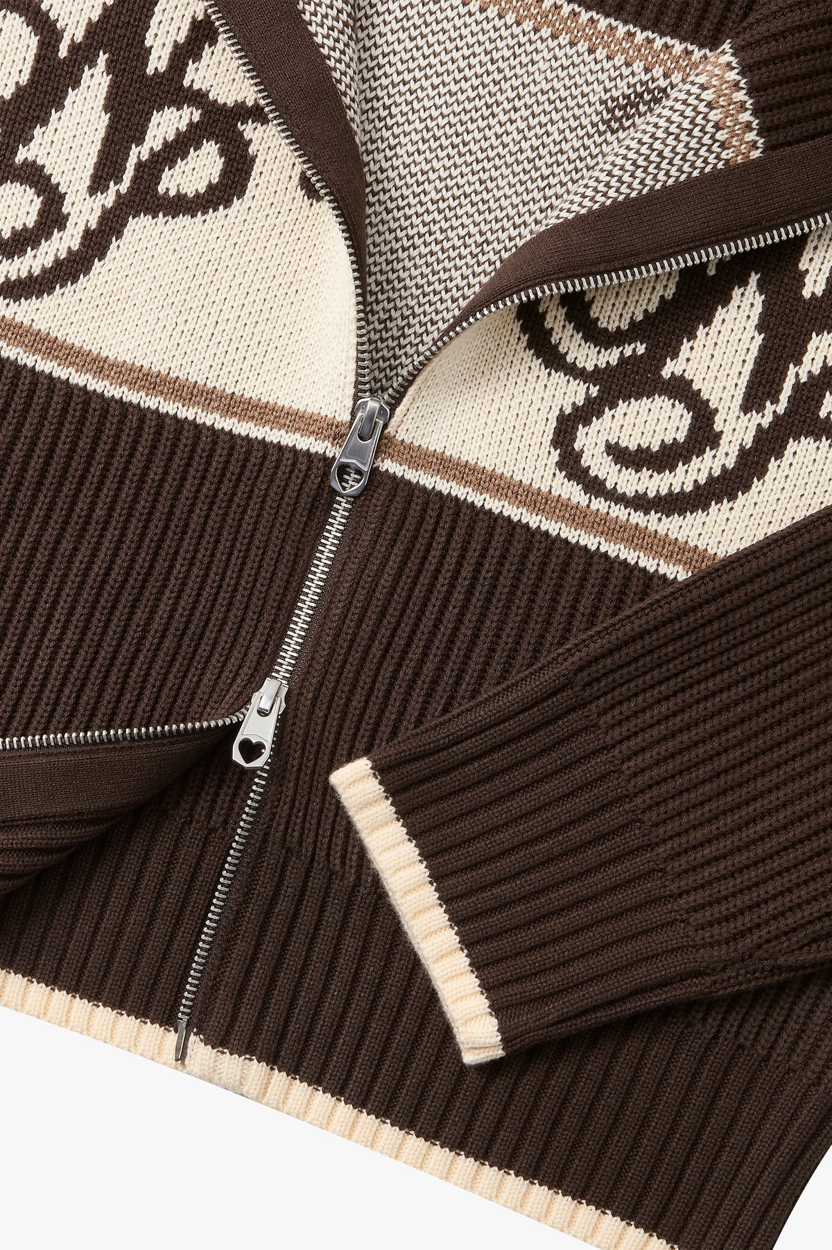 Voyage Knit Zip-Up Cardigan Brown