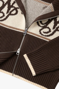 Voyage Knit Zip-Up Cardigan Brown