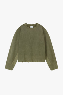 Perfect Cropped Knit Sweater Green