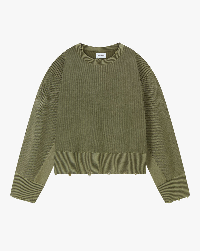 Perfect Cropped Knit Sweater Green