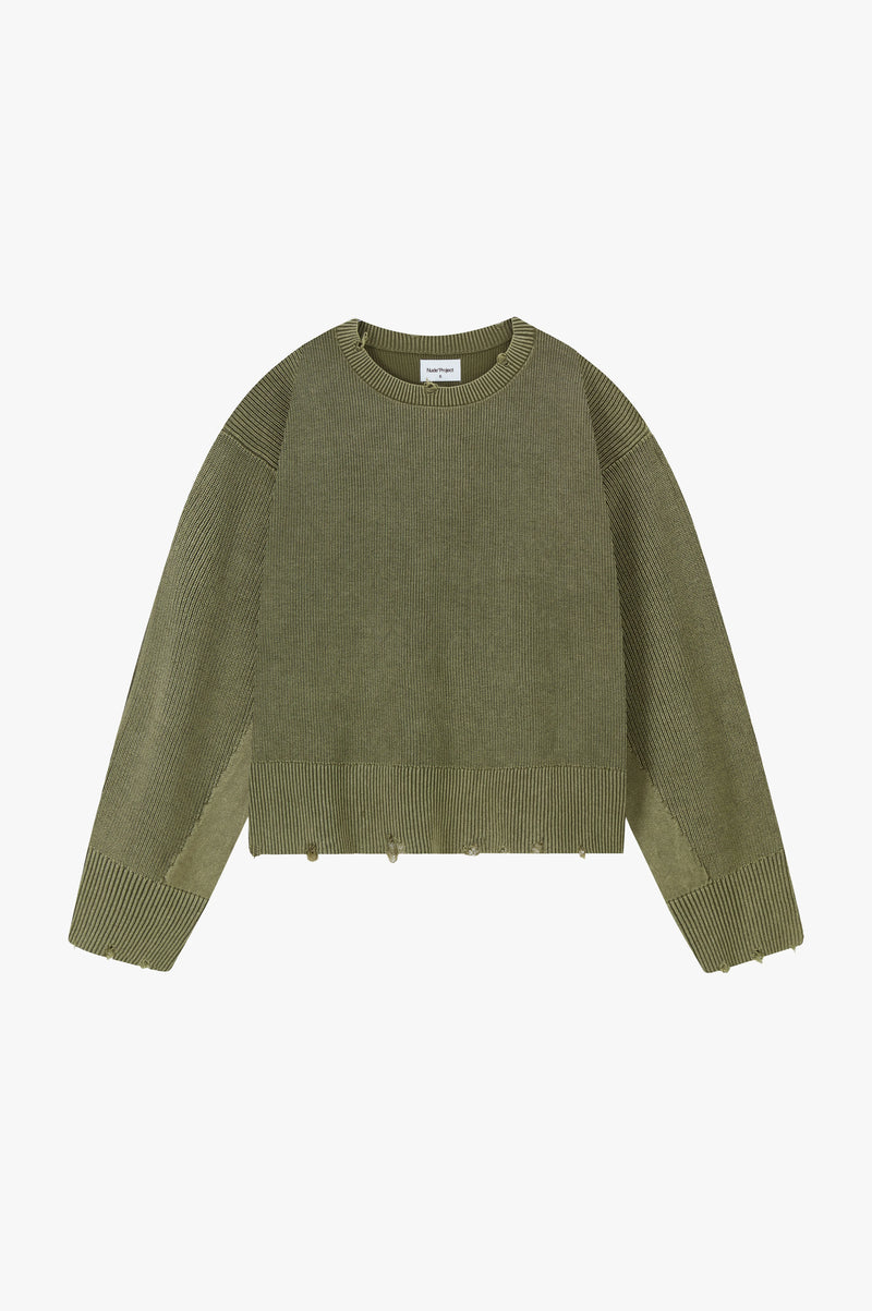 Perfect Cropped Knit Sweater Green