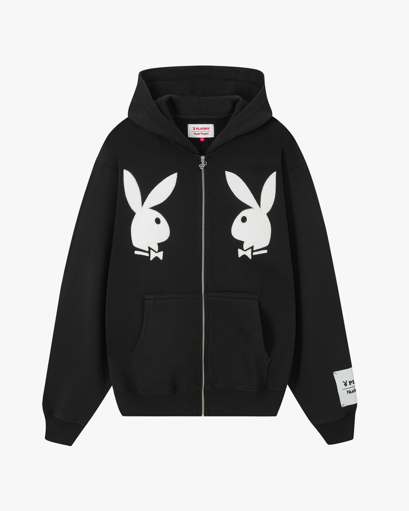 Bunny Zip-Up Hoodie Black