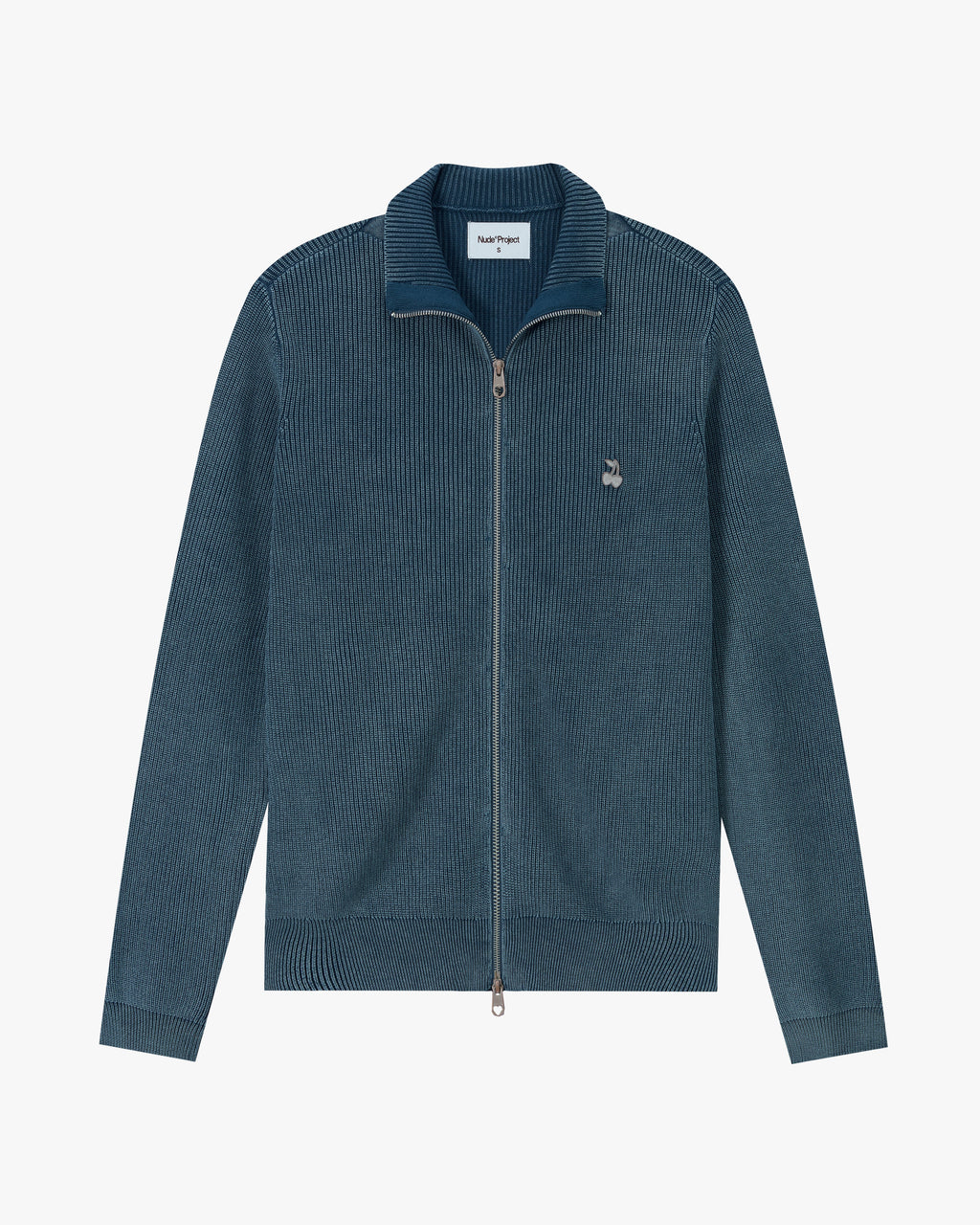 トップス [Vintage]90s Line Zip Hemp Knit cardigan Shady Knit Zip-Up Cardigan Petrol Blue – Nude Project