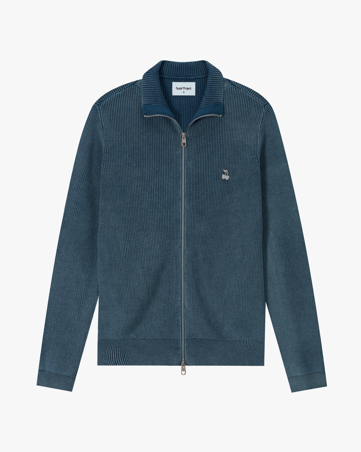 Shady Knit Zip-Up Cardigan Petrol Blue
