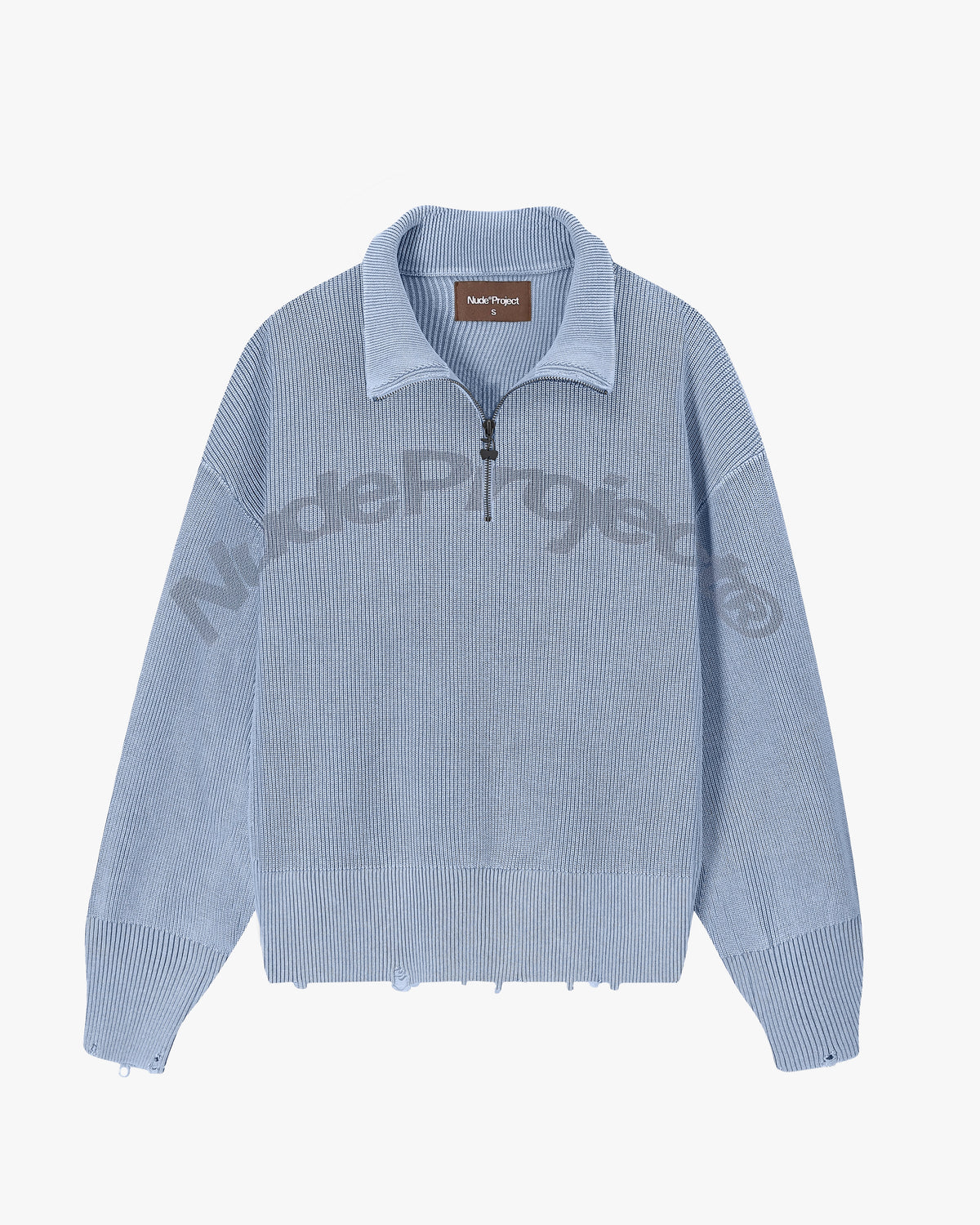 Beast Quarter-Zip Knit Blue Grey