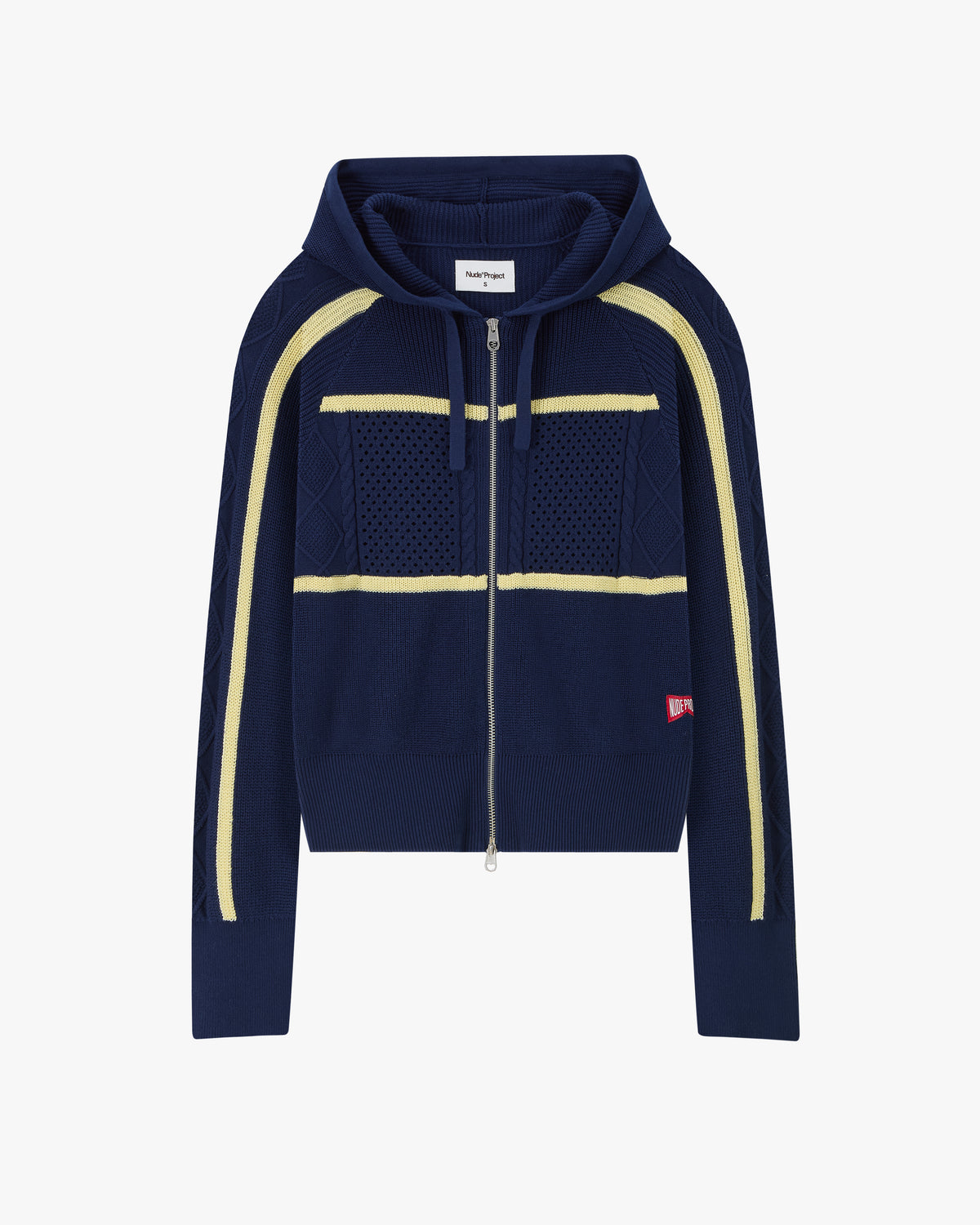 Monk Knit Zip-Up Hoodie Navy