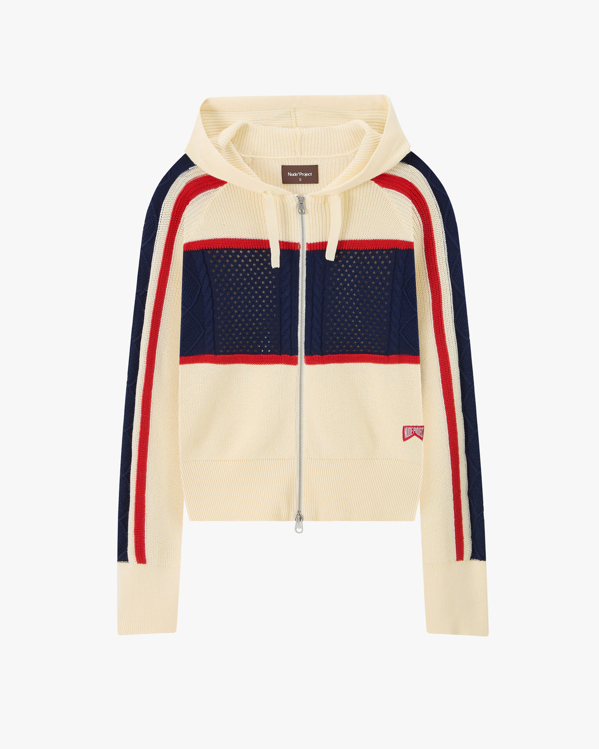 Monk Knit Zip-Up Hoodie Off-White