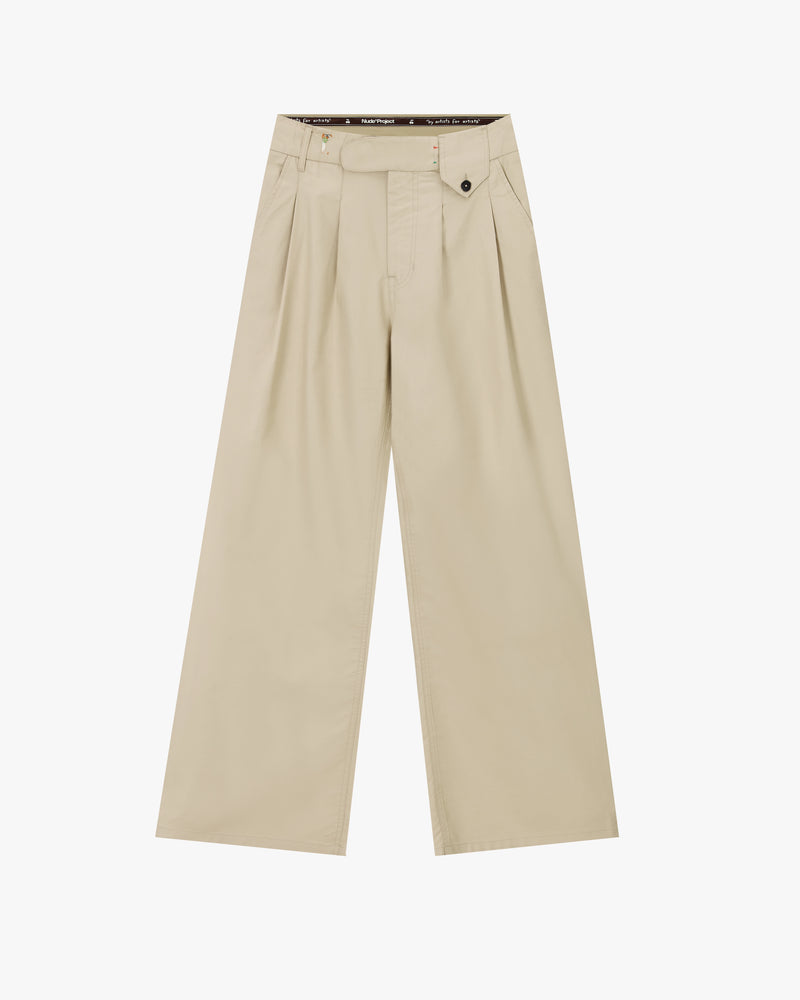 Pleated Chino Pants Beige