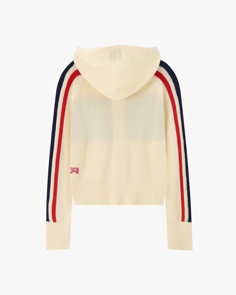Monk Knit Zip-Up Hoodie Off-White