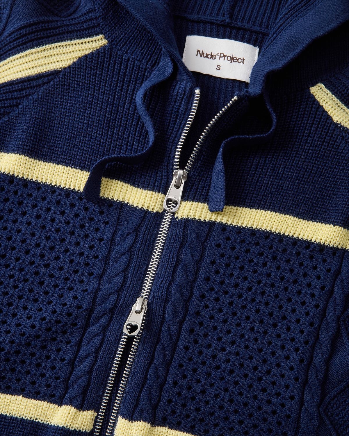 Monk Knit Zip-Up Hoodie Navy