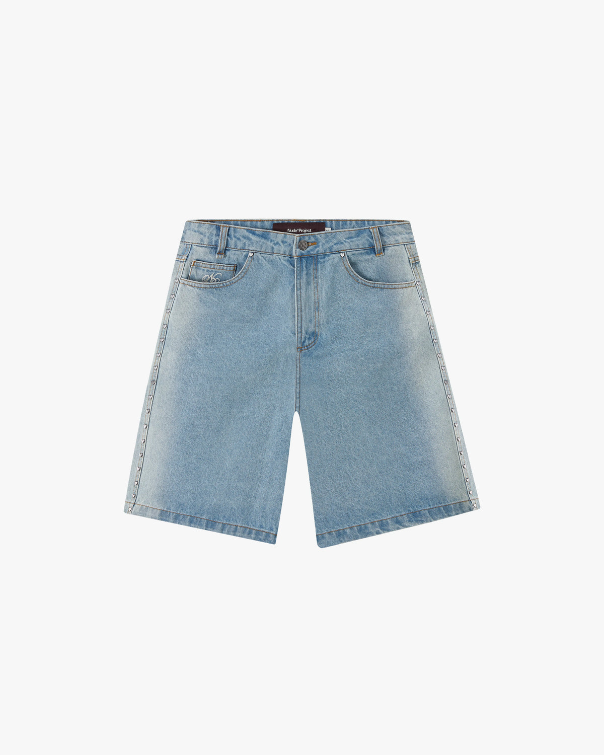 Faded Straight Denim Shorts