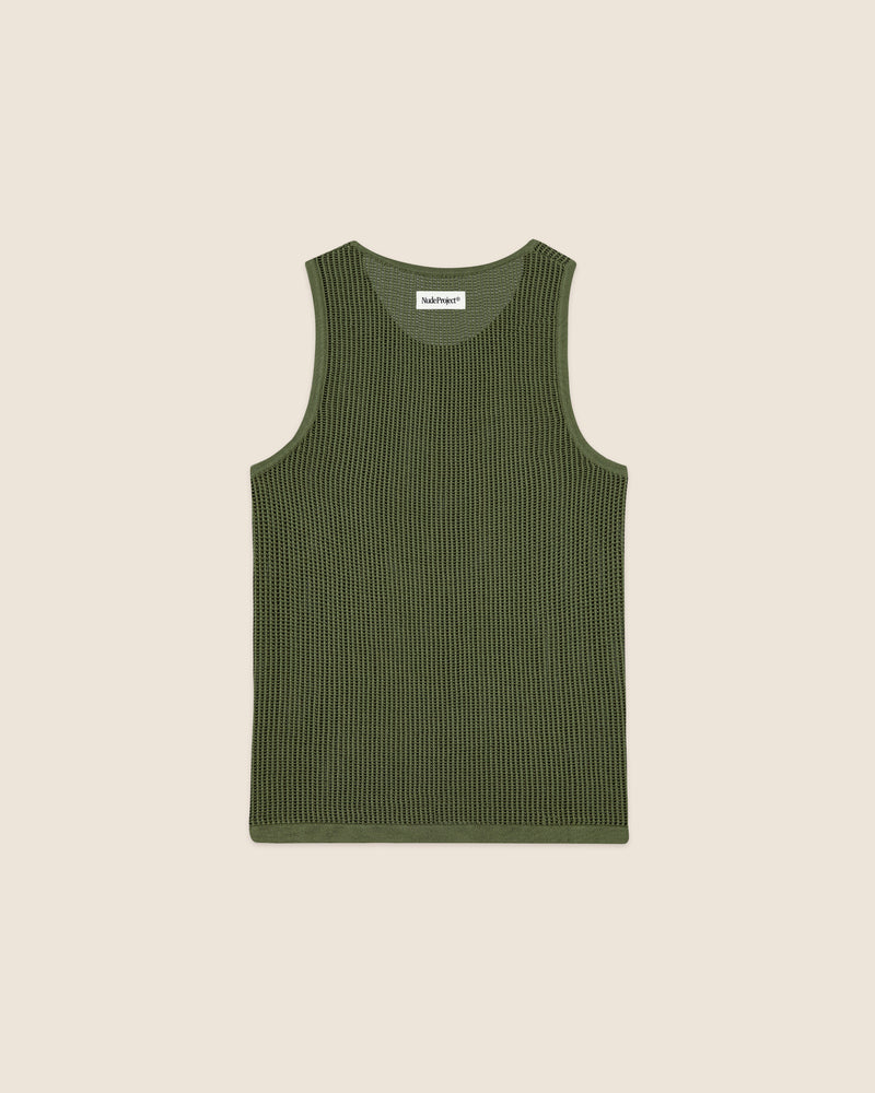KNIT TANK TOP OLIVE GREEN