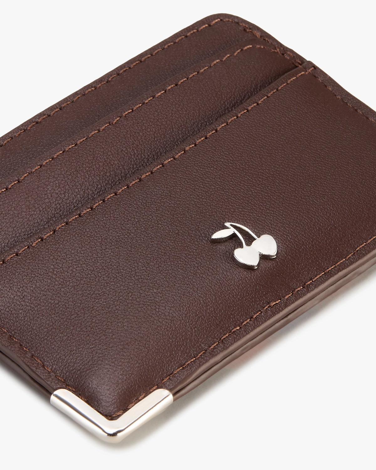 Flag Leather Cardholder Brown