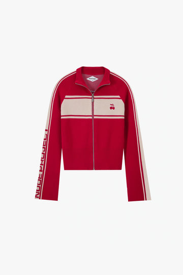 Katana Zip-Up Knit Cardigan Red