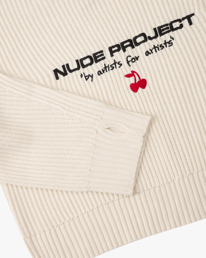 Wavy Knit Sweater Ivory