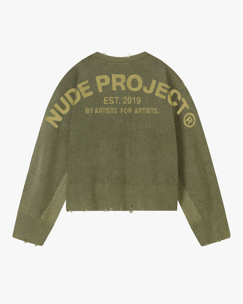 Perfect Cropped Knit Sweater Green