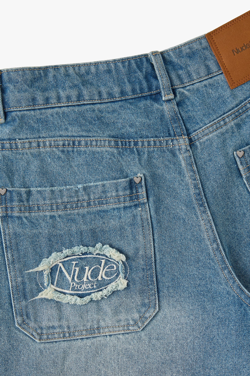 Straight Denim Shorts Medium Blue