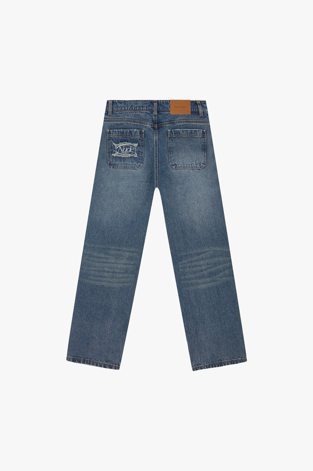 Basic Straight Jeans Dark Indigo Bleach
