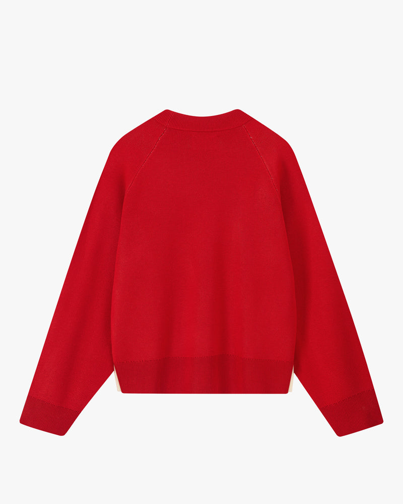 Face Knit Sweater Red