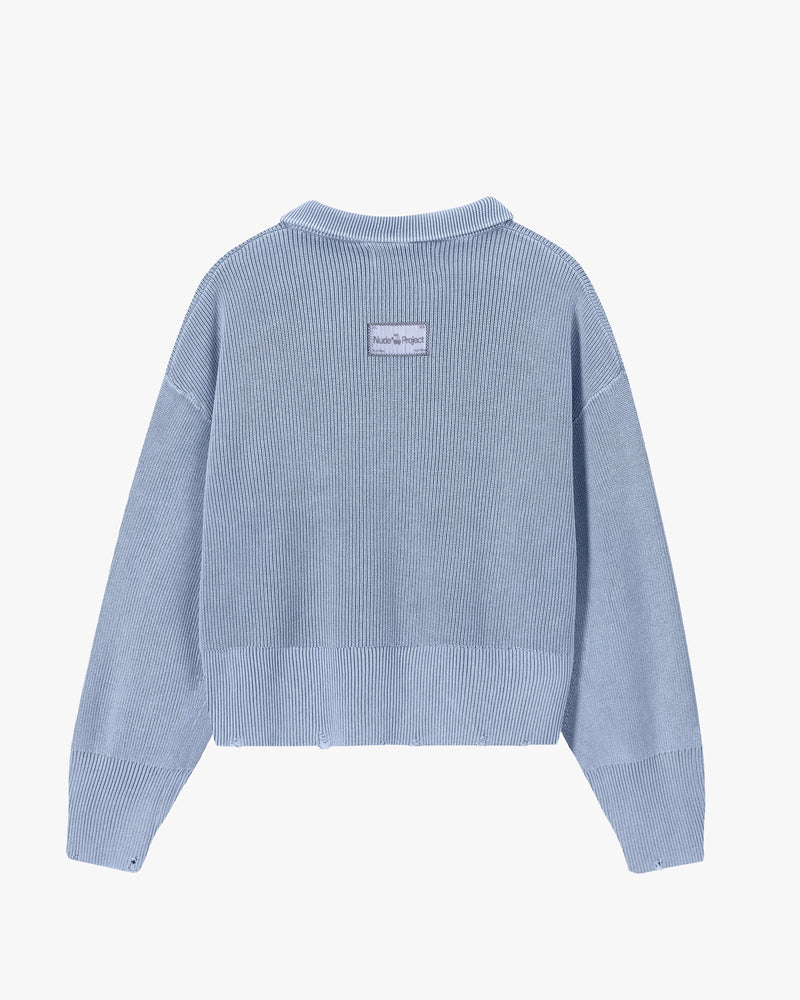 Beast Quarter-Zip Knit Blue Grey