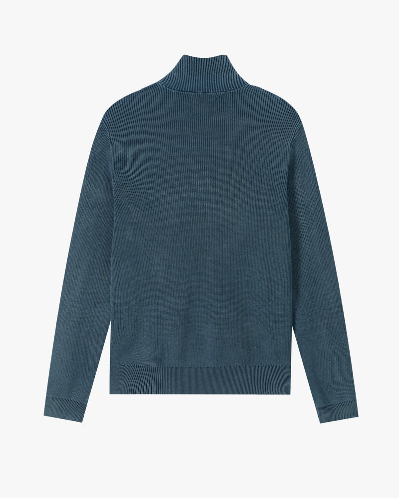 Shady Knit Zip-Up Cardigan Petrol Blue