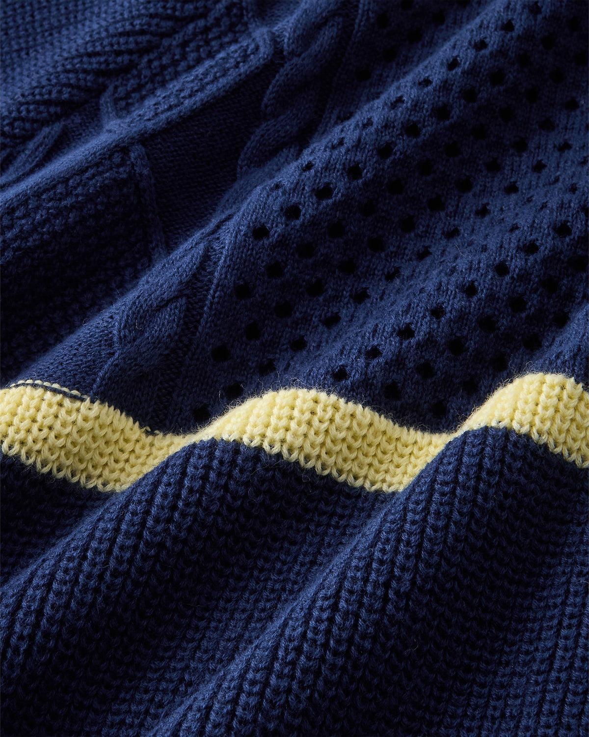 Monk Knit Zip-Up Hoodie Navy