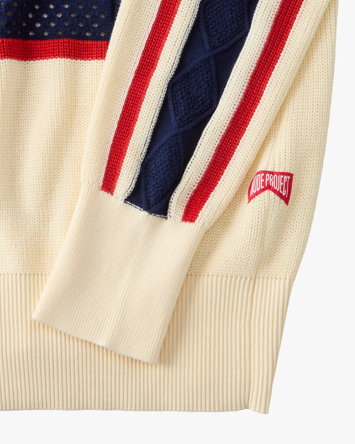 Monk Knit Zip-Up Hoodie Off-White