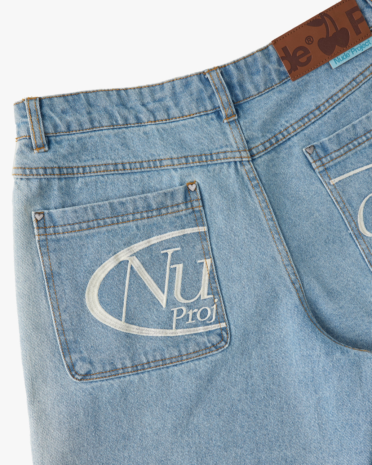 Faded Straight Denim Shorts